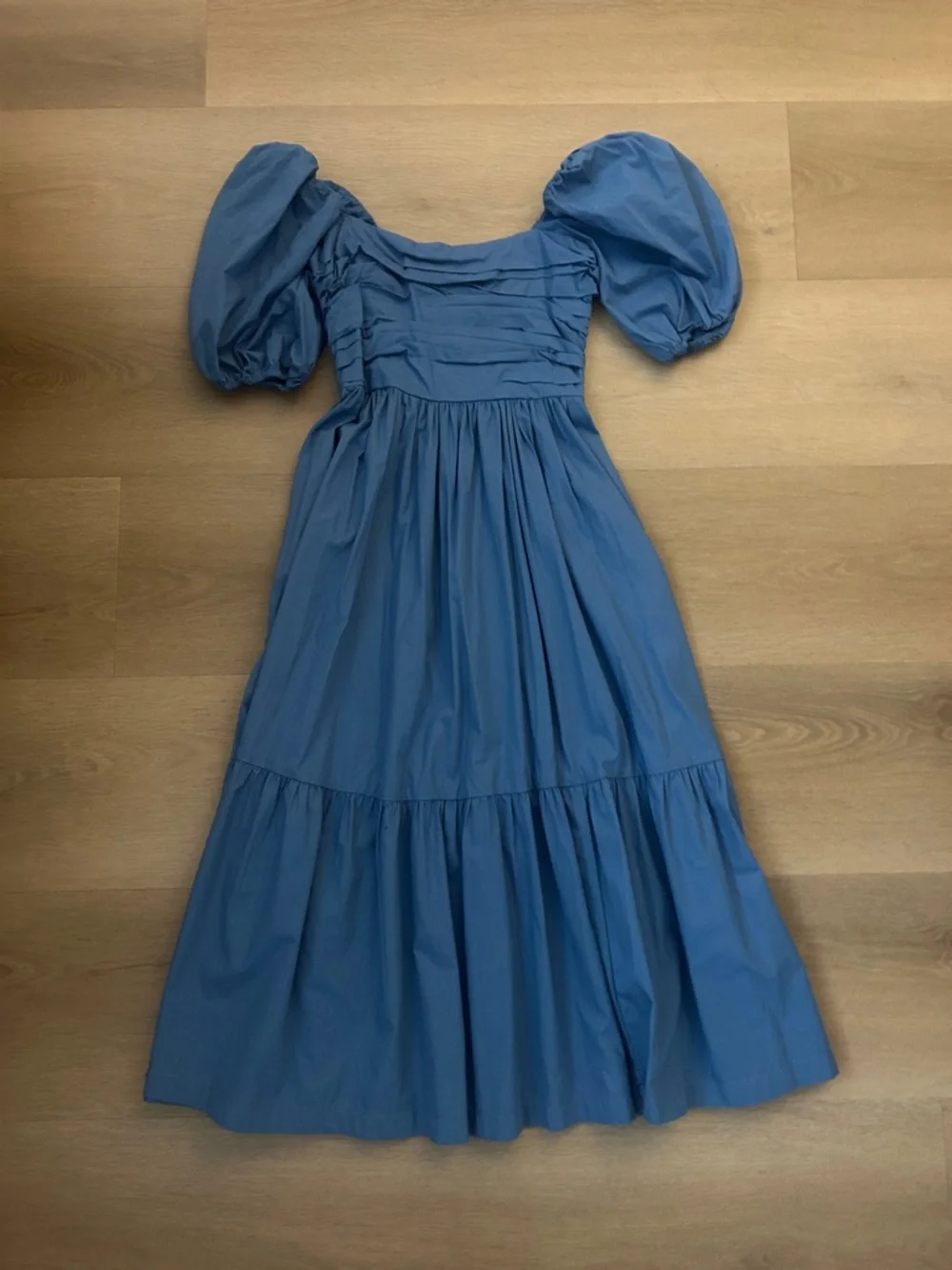 Abercrombie & Fitch Blue Puff-Sleeve Maxi Dress
